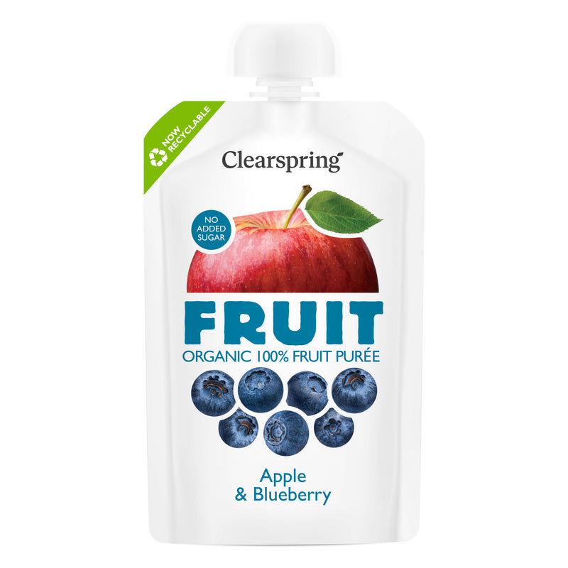 Clearspring Organic FRUIT 100% Fruit Purée - Apple & Blueberry 100g