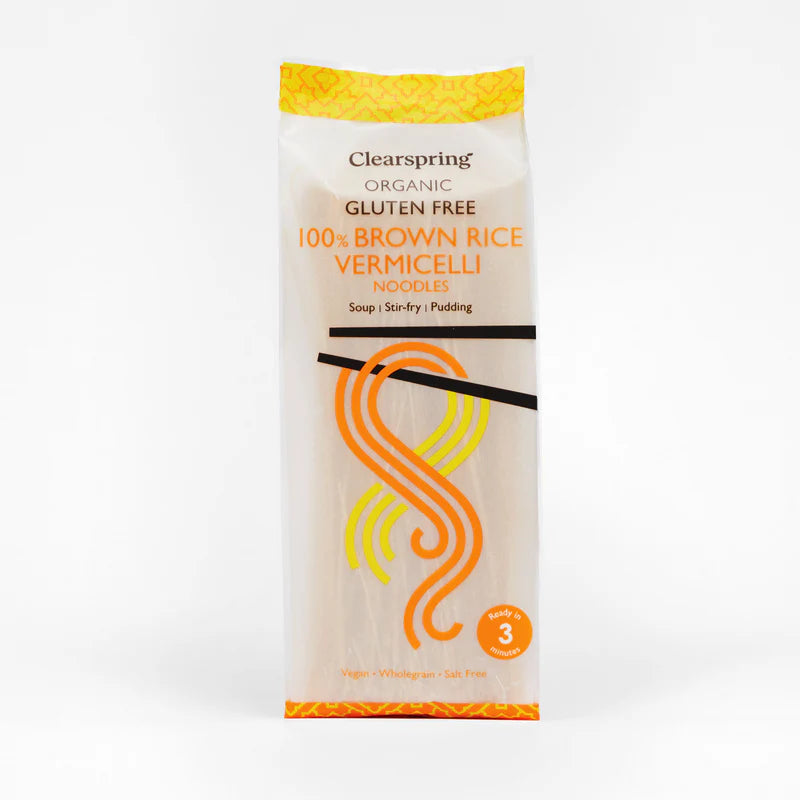 Clearspring Organic Gluten Free Brown Rice Noodles - 200g Pack, Perfect For Stir Fries & Soups